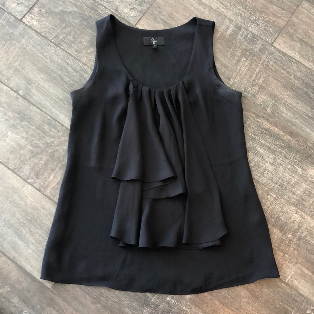 Aqua black silk tank top blouse